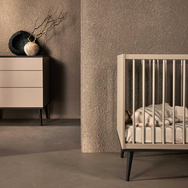 Flow Wooden Height Adjustable Baby Cot (Stone)
