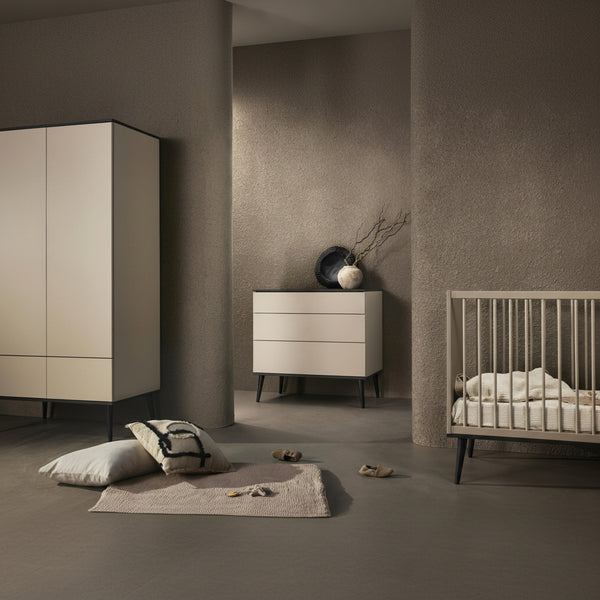 Flow Wooden Height Adjustable Baby Cot (Stone)