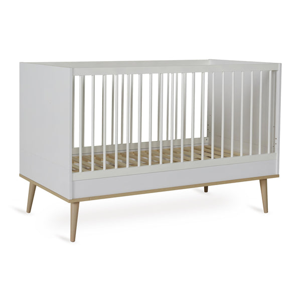 Flow Convertible Wooden Height Adjustable  Cot to Bed (White)