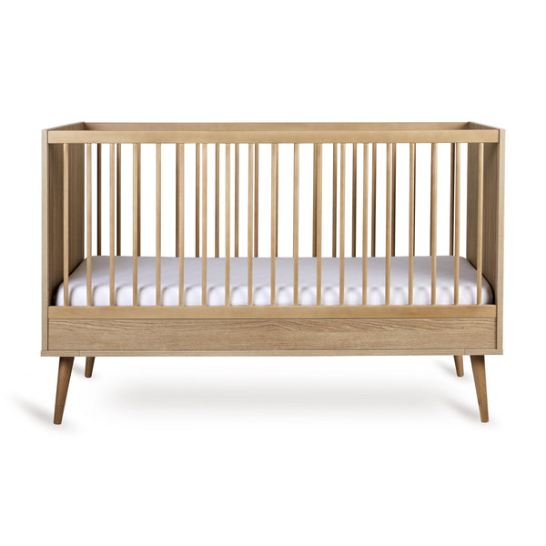 Flow Convertible Wooden Height Adjustable  Cot to Bed (Honey Ash)