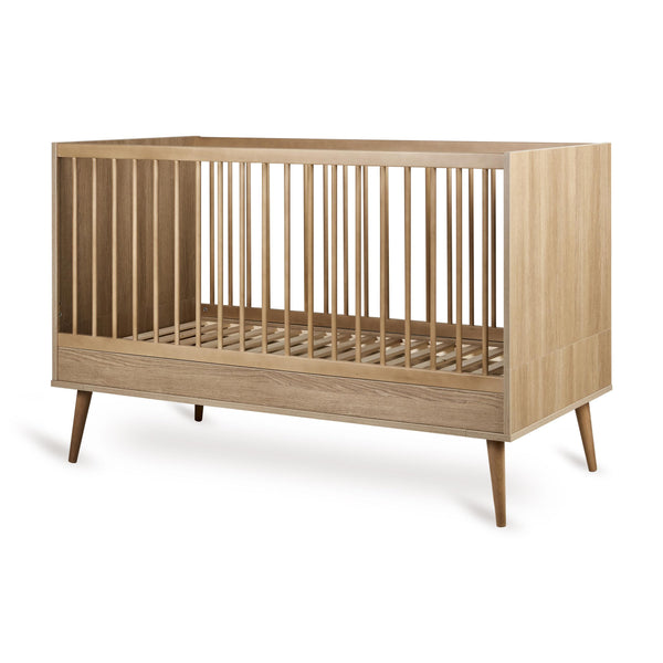 Flow Convertible Wooden Height Adjustable  Cot to Bed (Honey Ash)