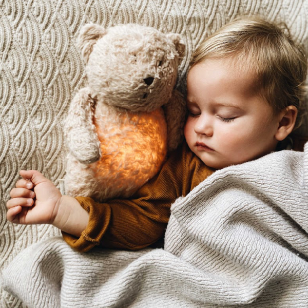 Organic Cotton Humming Bear with Night Light (Sand)