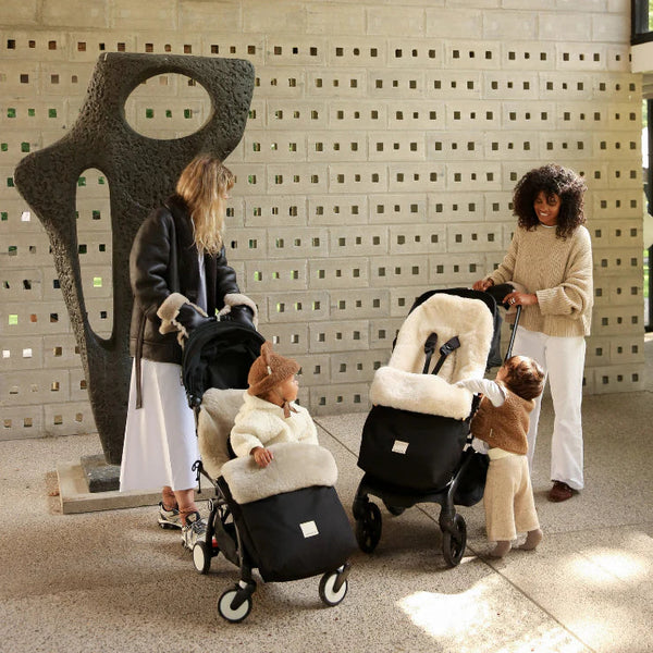 Sheepskin Universal Fixed Harness Buggy Puffmuff (Noir + Toast)