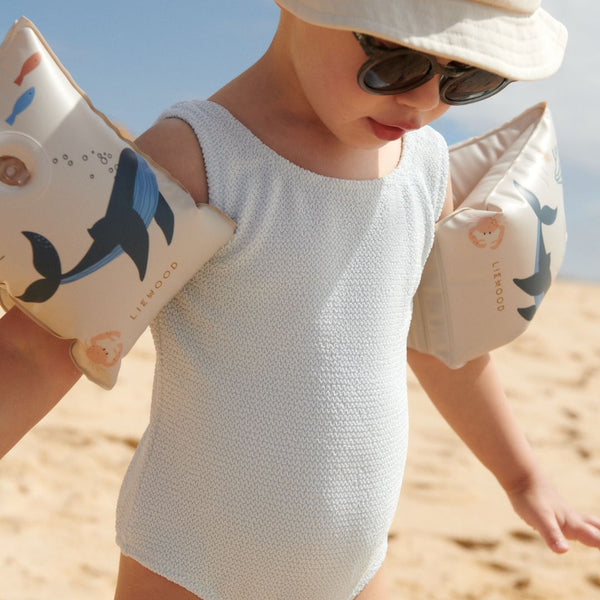 Bianco Textured Crinkle Swimsuit (Pure Sky)