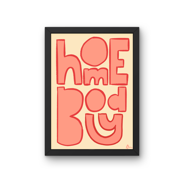 'Homebody' Orange Typographic Wall Art Print