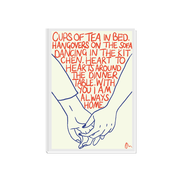 Cups of Tea Romantic Colourful Blue and Orange Art Print