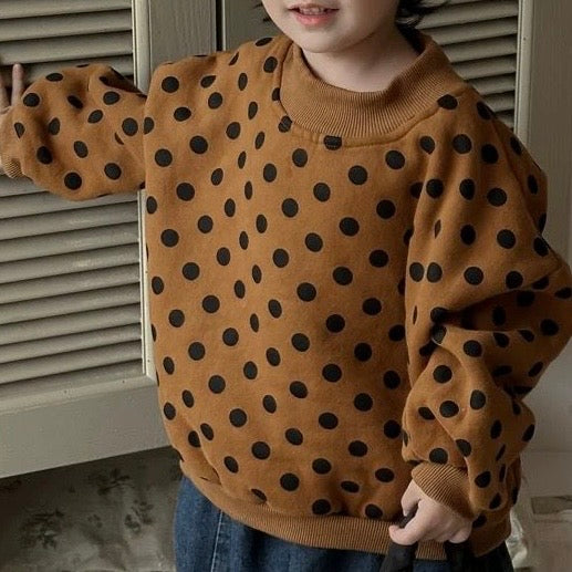 Bilbo Mustard Polka Dot Oversized Funnel Neck Sweatshirt