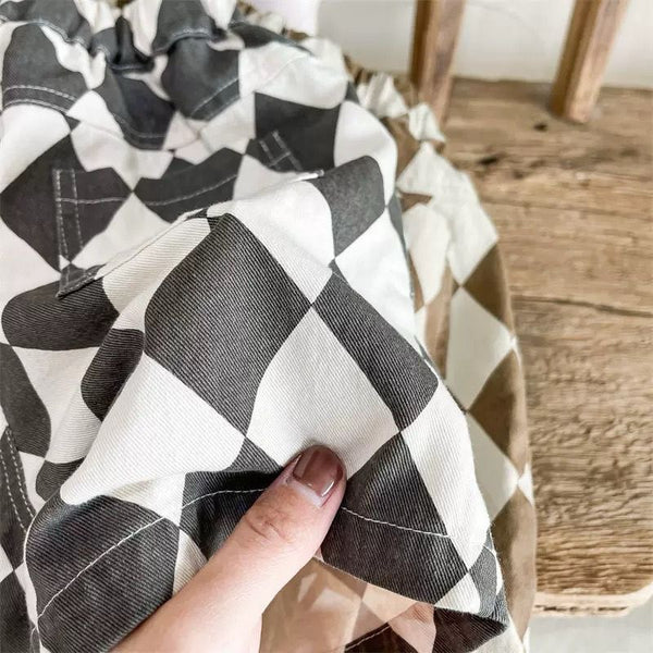 Nia Diamond Checkerboard Shorts (Brown)