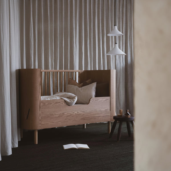 Yume Wooden Height Adjustable Cot Bed (Natural Ash)