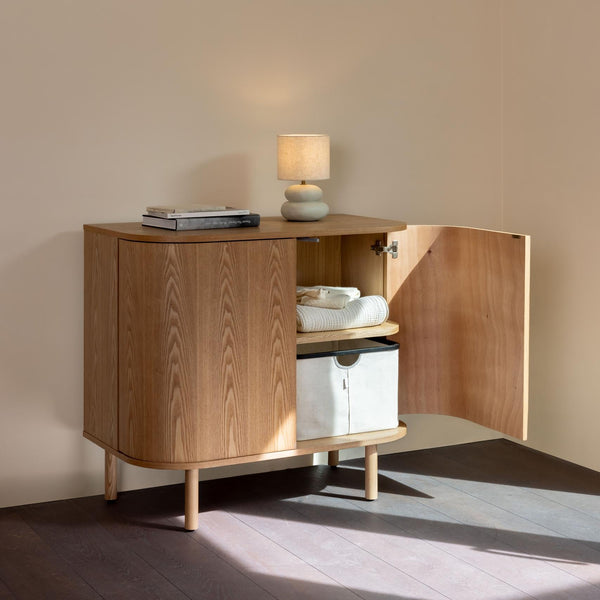 Yume Wooden 2 Door Chest of Drawers (Natural Ash)