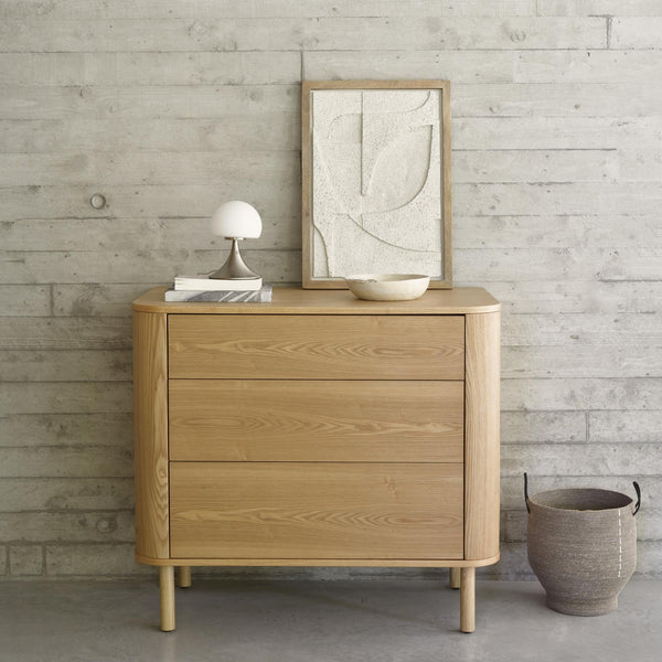 Yume Wooden 3 Drawer Chest of Drawers (Natural Ash)