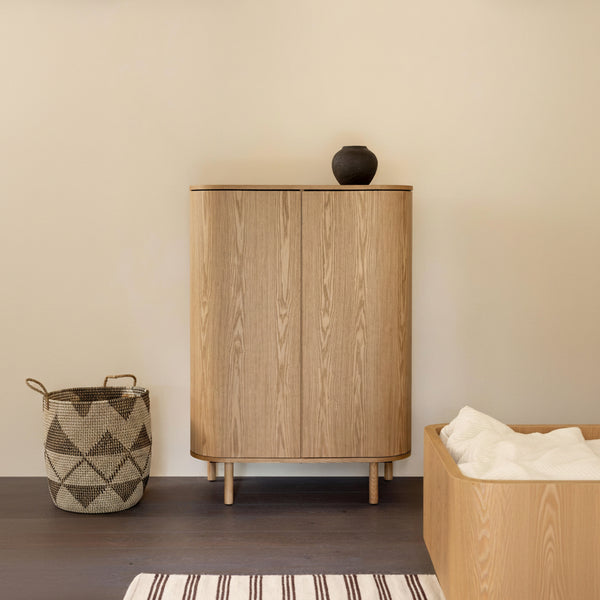 Yume Wooden Round Door Wardrobe (Natural Ash)