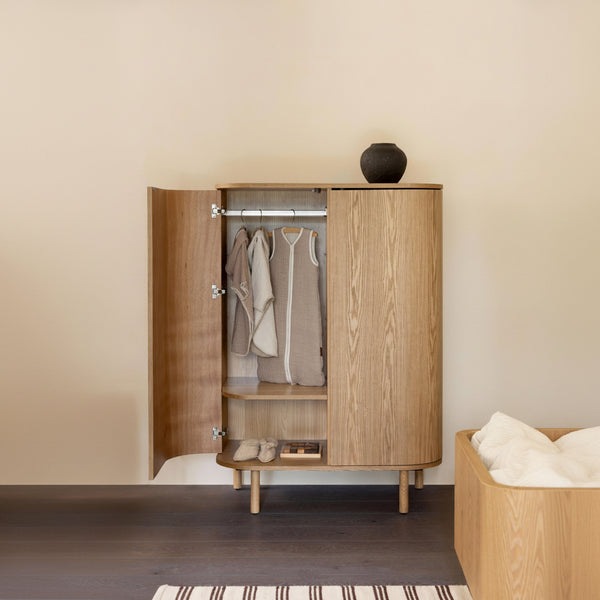 Yume Wooden Round Door Wardrobe (Natural Ash)