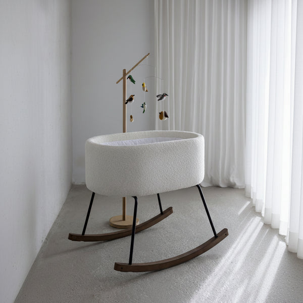 Rocking Cradle De Luxe Baby Crib (Boucle Cream)