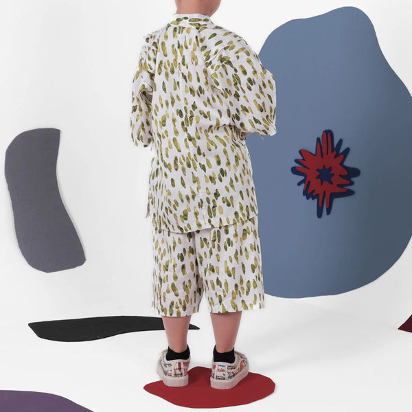 Jinbei Printed Kimono Shirt and Shorts Set (Drops)
