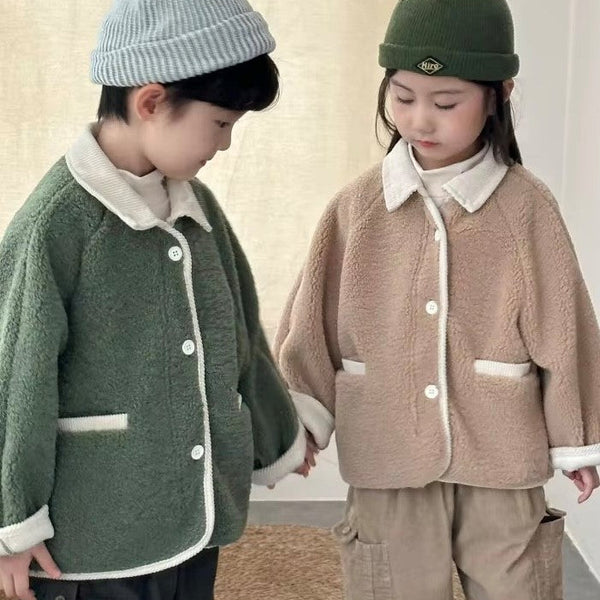 Bertie Button Up Sherpa Teddy Coat (Forest Green)