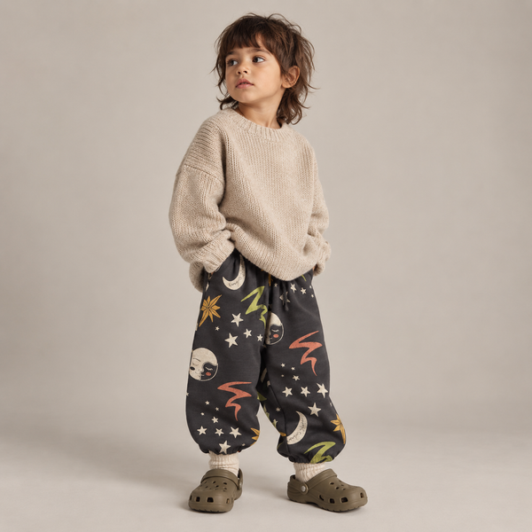 Loupy Luna Lightning Print Cotton Sweatpants