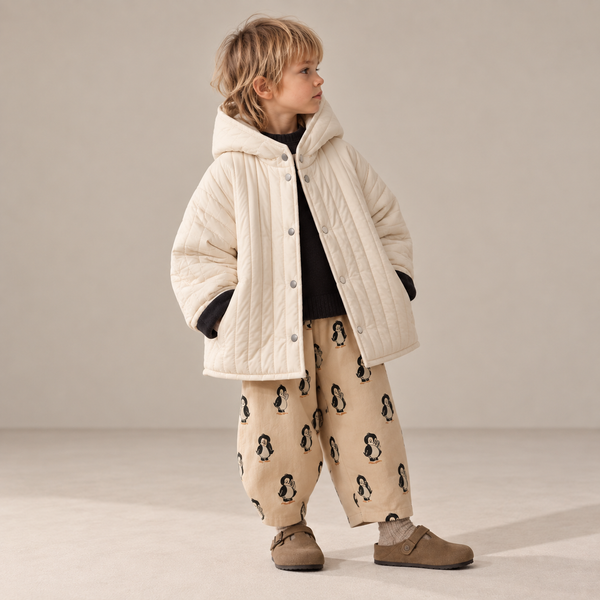 Willba Cocoon Reversible Quilted Hooded Coat (Oat/Black)