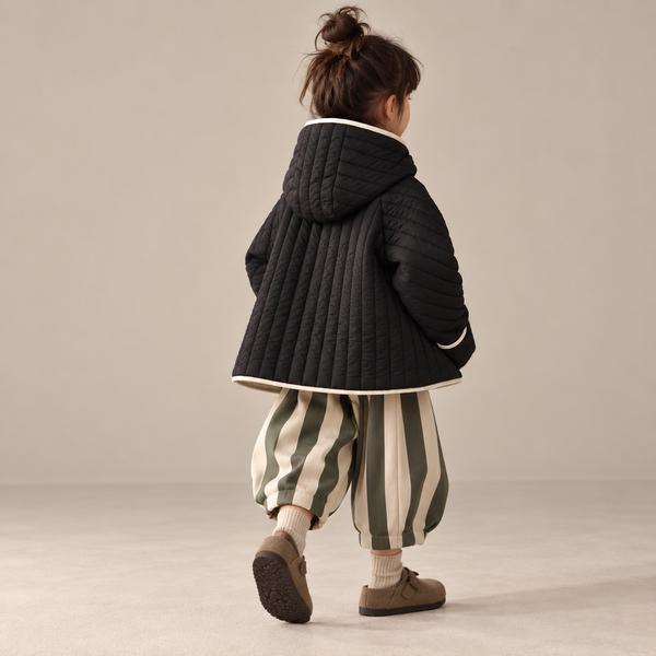 Willba Cocoon Reversible Quilted Hooded Coat (Oat/Black)