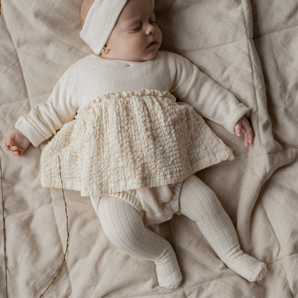 Nicoline Contrast Cotton Fleece Dress with Body (Ecru)