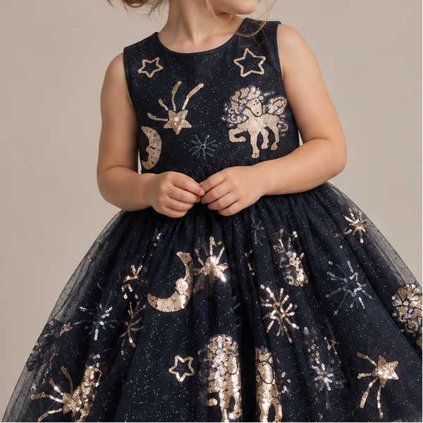 Yvonne Sequin Dreamy Print Tulle Party Dress (Sognante)