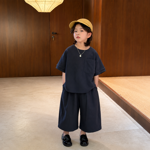 Oversized Tee and Cropped Trouser Set (Black)