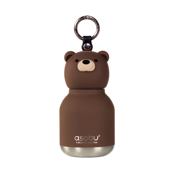 Brown Bear Mini Bestie Insulated Screw Top Key Ring Water Bottle 200ml