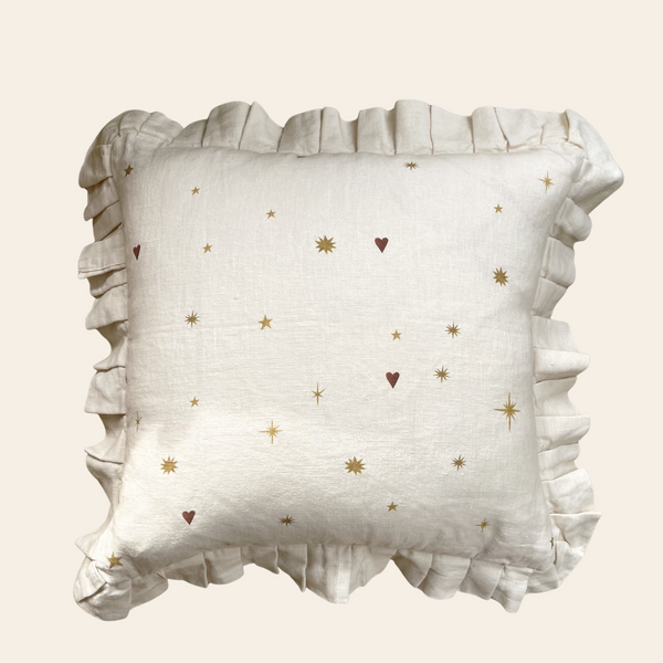 Love Sun Square Linen Ruffled Cushion Cover