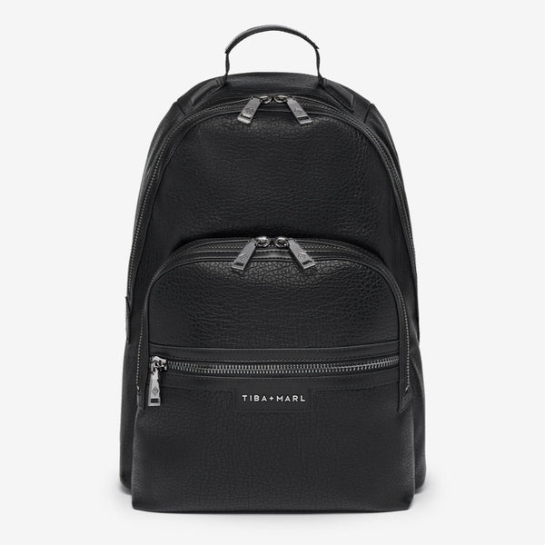 Elwood Vegan Leather Changing Backpack with Change Mat (Black)