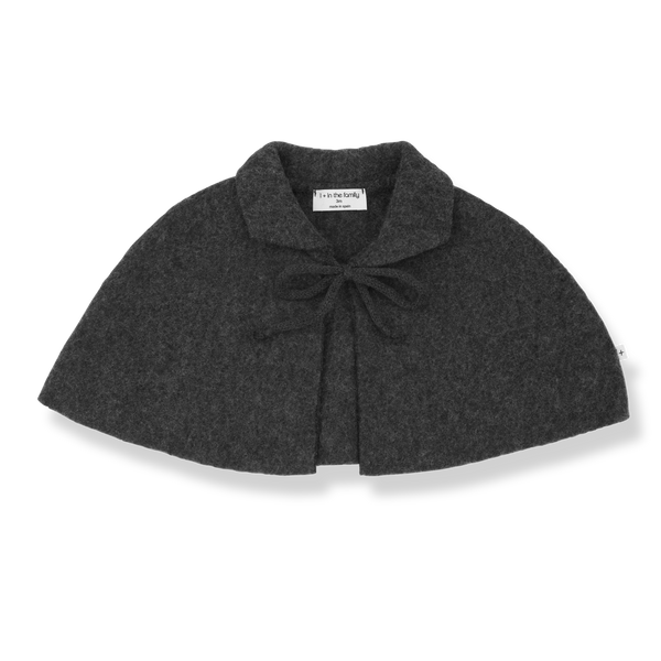 Agnes Wool Blend Collared Cape Jacket (Anthracite)