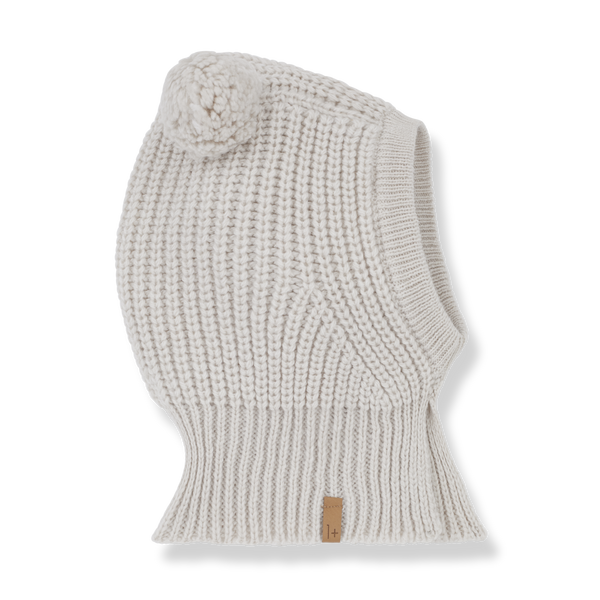 Ainet Merino Wool Pom Pom Baby Balaclava (Oatmeal)