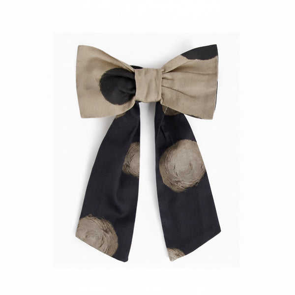Alda Polka Dot Cotton Hair Clip (Black)
