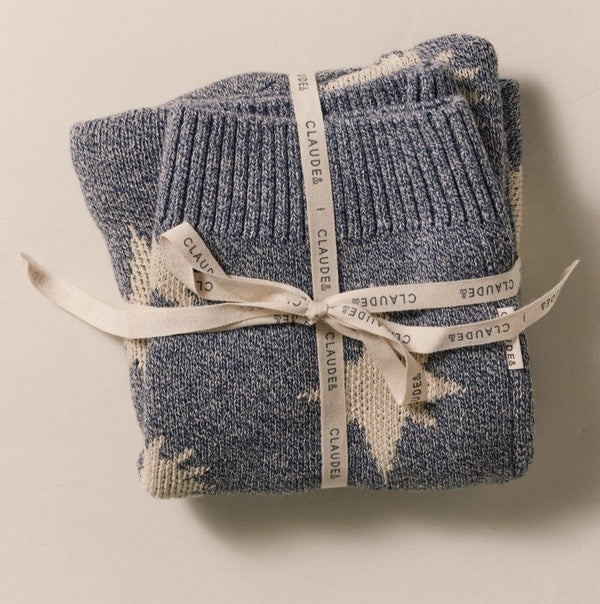 Cozmo Moon + Star Midnight Organic Knit Blanket