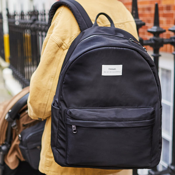 Ana Eco Baby Change Backpack + Quilted Change Mat (Black)