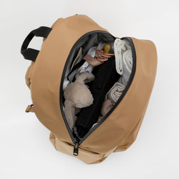 Ana Eco Baby Change Backpack + Quilted Change Mat (Camel)