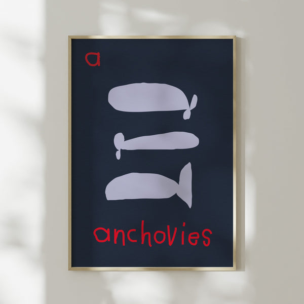 A for Anchovies- Alphabet Art Print