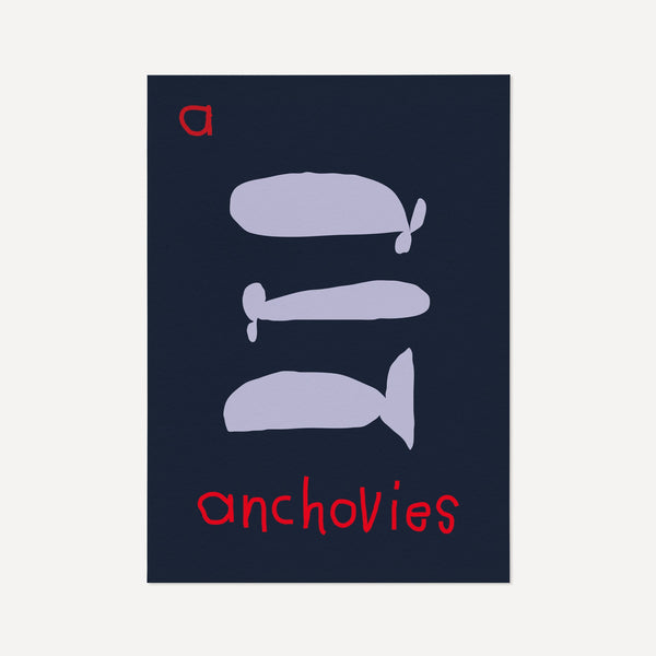 A for Anchovies- Alphabet Art Print
