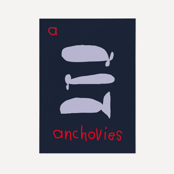 A for Anchovies- Alphabet Art Print