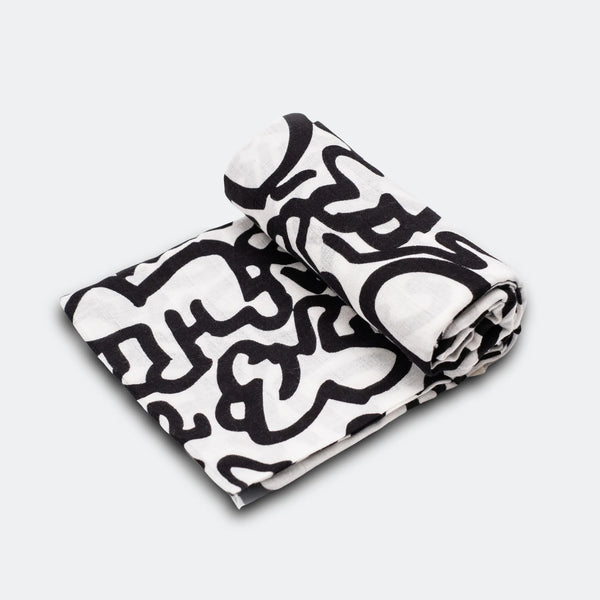 Etta Loves x Keith Haring XL Sensory Baby Muslin (Black & White)