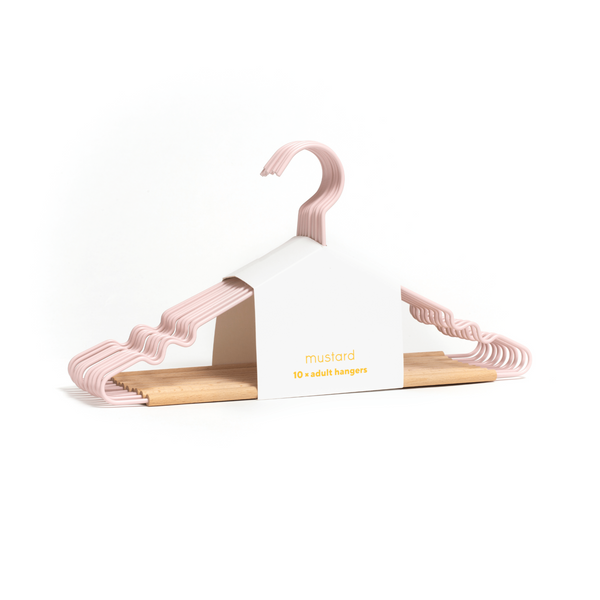Adult Coated Wire Top Hangers Set of 10 (Blush)