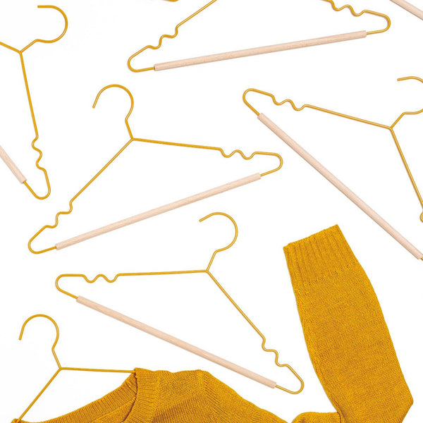 Adult Coated Wire Top Hangers Set of 10 (Mustard)