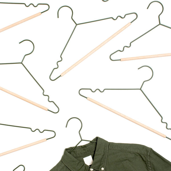 Adult Coated Wire Top Hangers Set of 10 (Olive)