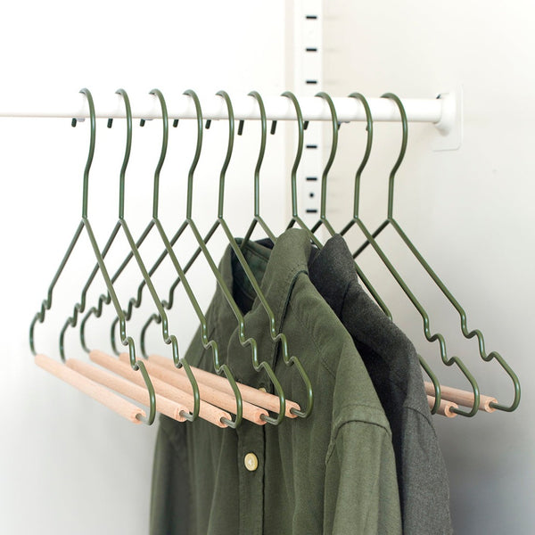 Adult Coated Wire Top Hangers Set of 10 (Olive)