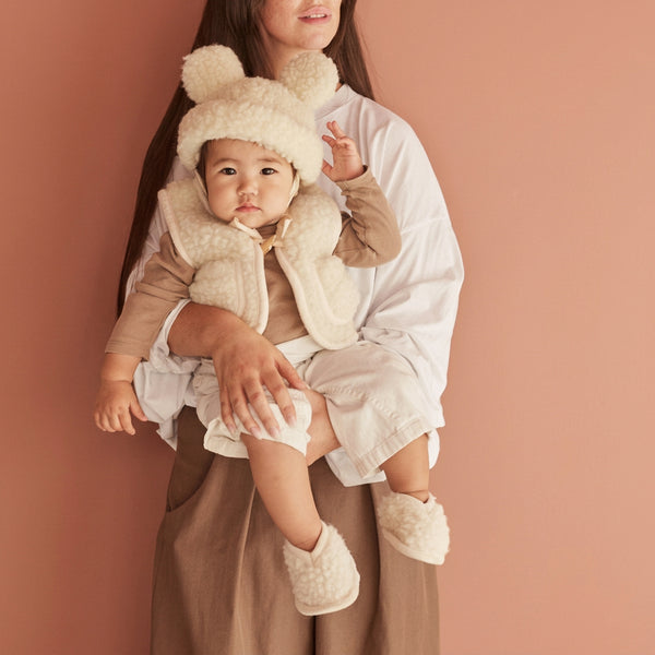 Bini Merino Wool Baby Booties (Milk)