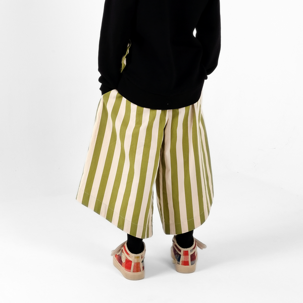 Elsa Pinstripe Unisex Cropped Wide Leg Trousers