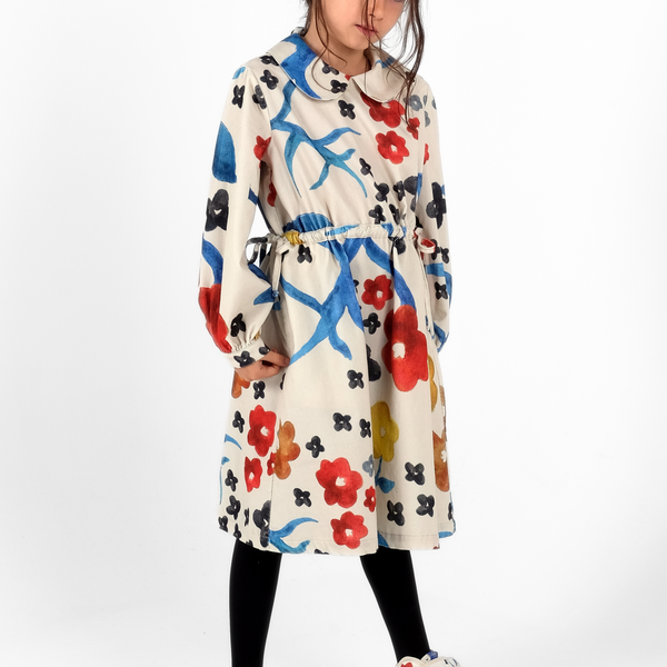 Noemia Abstract Floral Print Corduroy Long Sleeve Dress