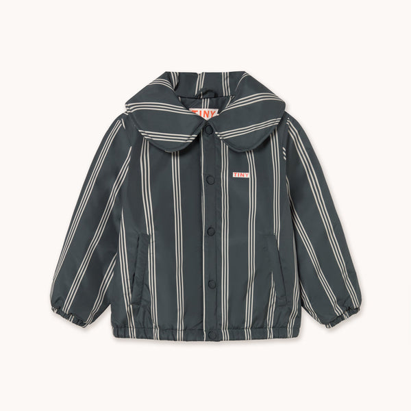 Lines Ink Blue Collared Padded Jacket