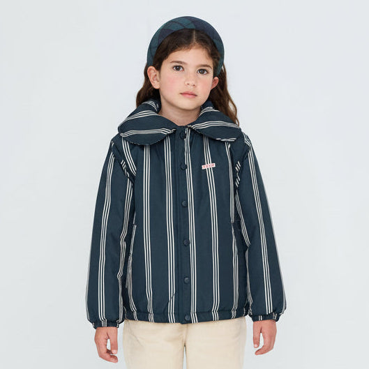 Lines Ink Blue Collared Padded Jacket