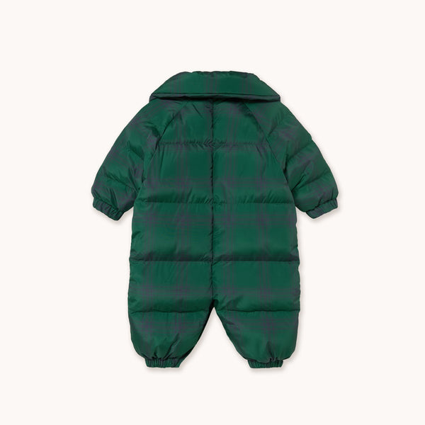 Green Checked Padded Baby Pramsuit