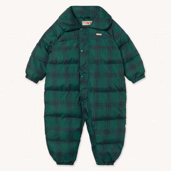 Green Checked Quilted Padded Overalls
